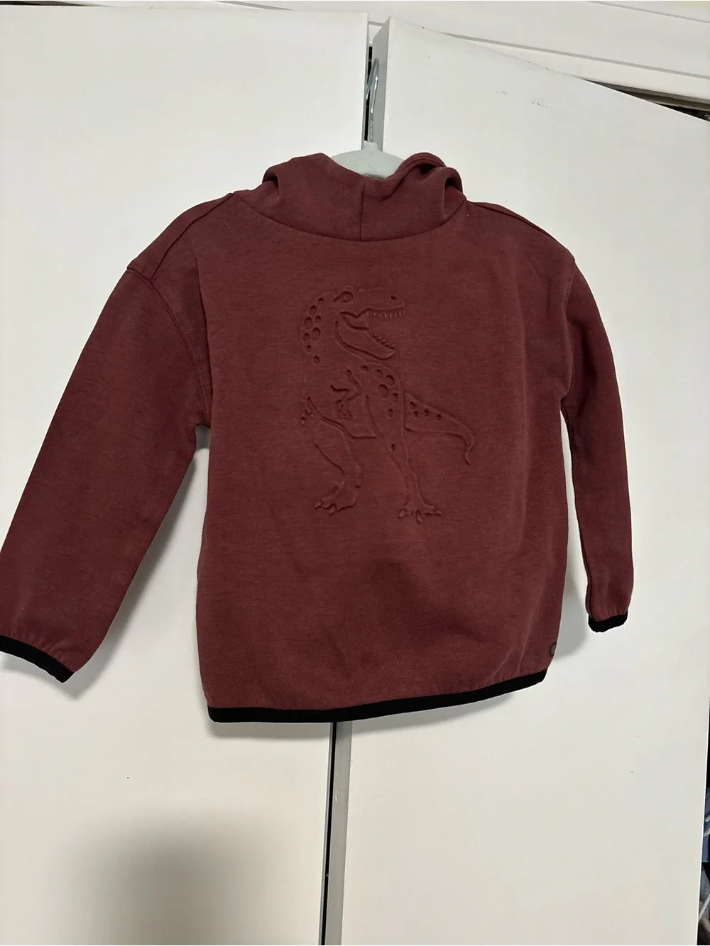 Gap 3T Long Sleeve Hoodie with Embossed Dinosaur - Burgundy
